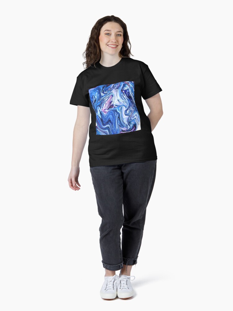 Thumbnail 4 of 7, Classic T-Shirt, Ocean Swirls - Blue Planet Abstract Modern Art designed and sold by OneDayArt.