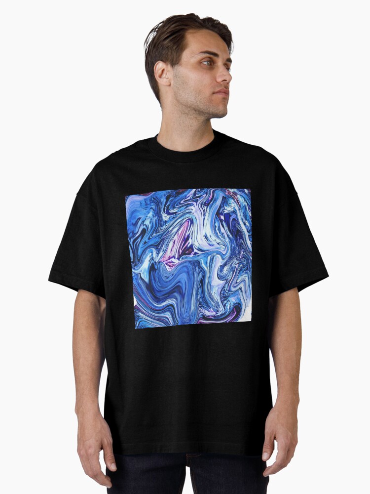 Thumbnail 1 of 7, Oversized T-Shirt, Ocean Swirls - Blue Planet Abstract Modern Art designed and sold by OneDayArt.