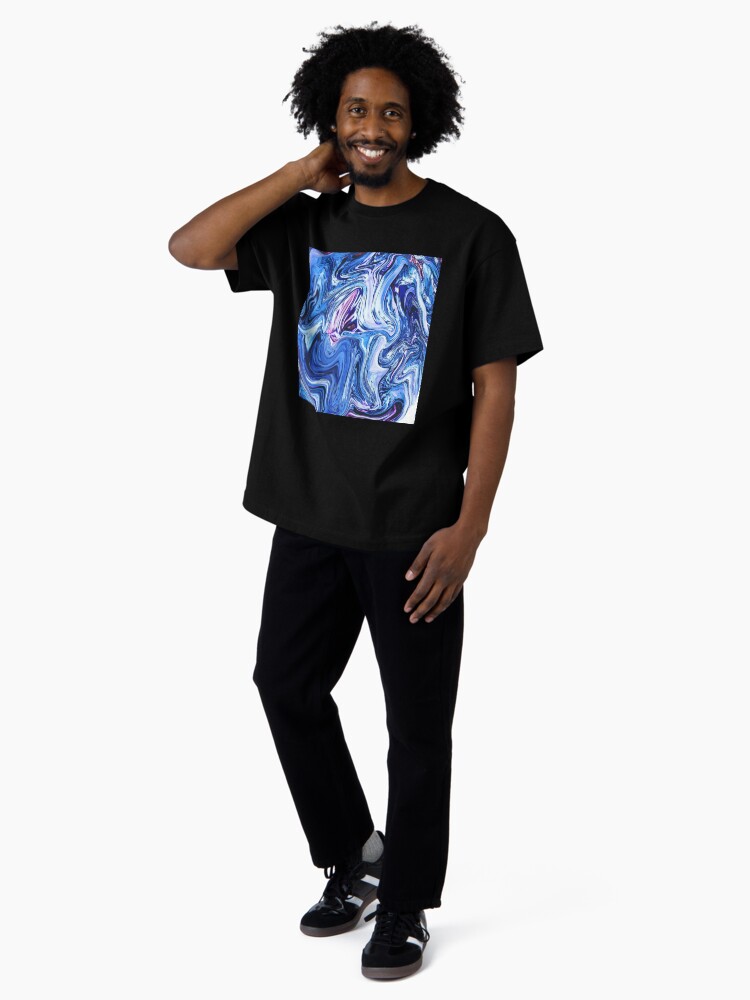Thumbnail 4 of 7, Oversized T-Shirt, Ocean Swirls - Blue Planet Abstract Modern Art designed and sold by OneDayArt.