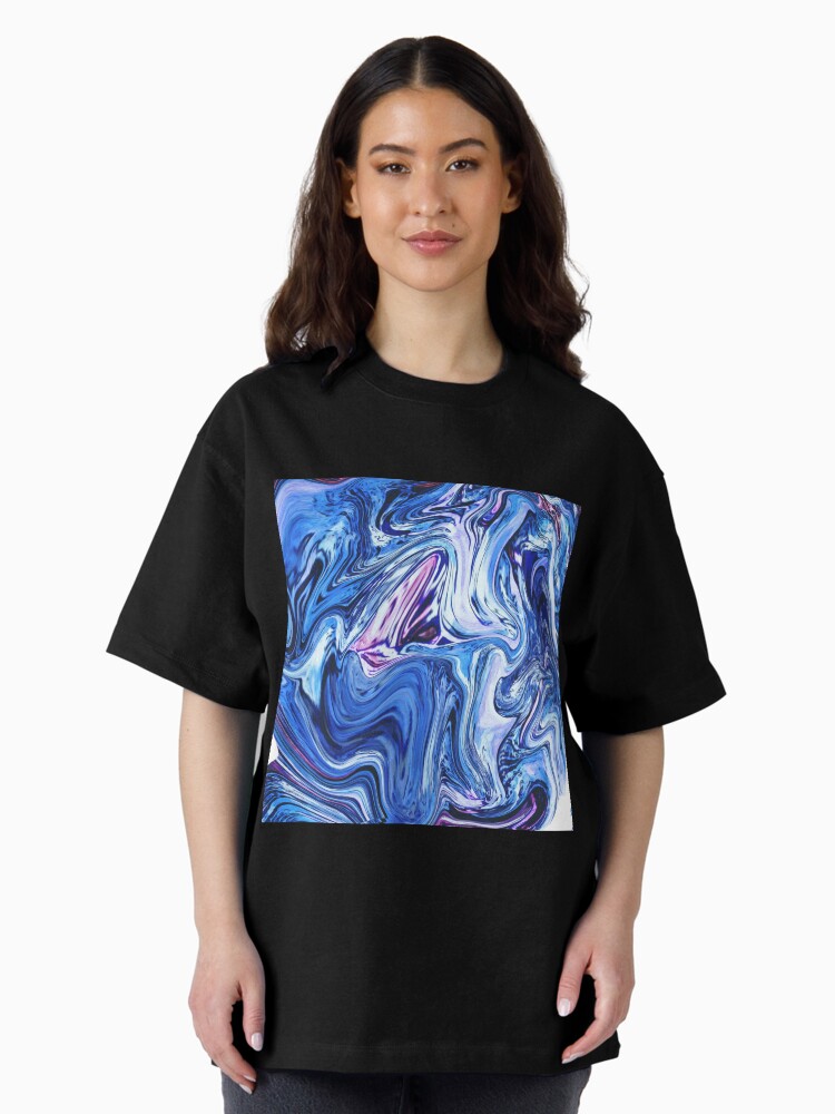 Thumbnail 2 of 7, Oversized T-Shirt, Ocean Swirls - Blue Planet Abstract Modern Art designed and sold by OneDayArt.
