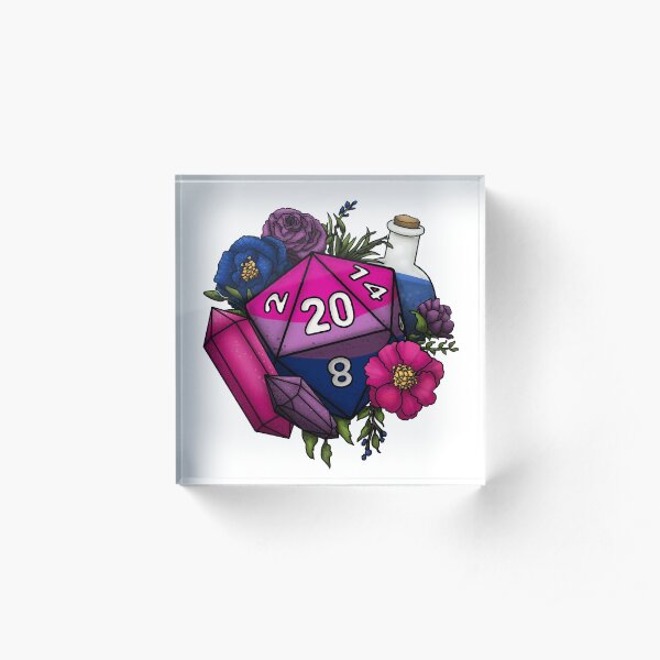 Pride Bisexual D20 Tabletop RPG Gaming Dice Acrylic Block