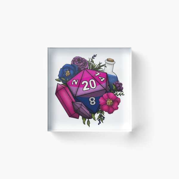 Pride Bisexual D20 Tabletop RPG Gaming Dice Acrylic Block