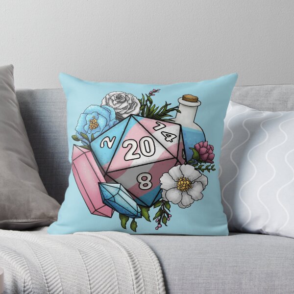 Pride Transgender D20 Tabletop RPG Gaming Dice Throw Pillow