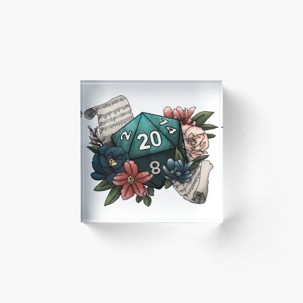 Bard Class D20 - Tabletop Gaming Dice Acrylic Block