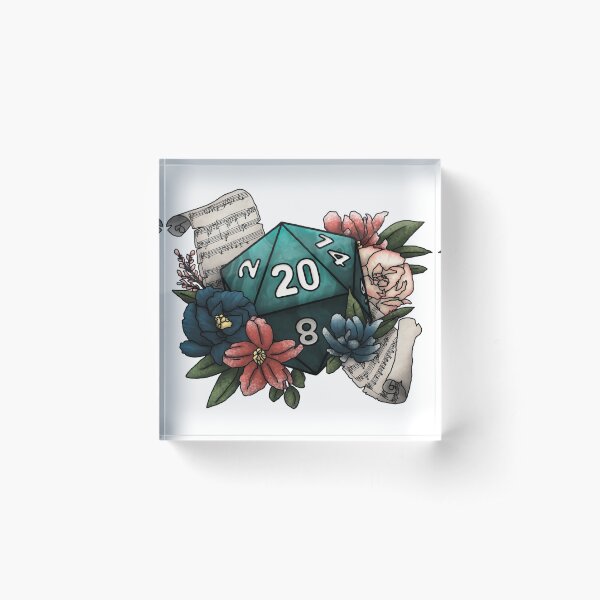 Bard Class D20 - Tabletop Gaming Dice Acrylic Block