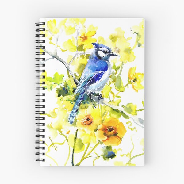 Item preview, Blue JAy and Yellow Flowers designed and sold by surenart.