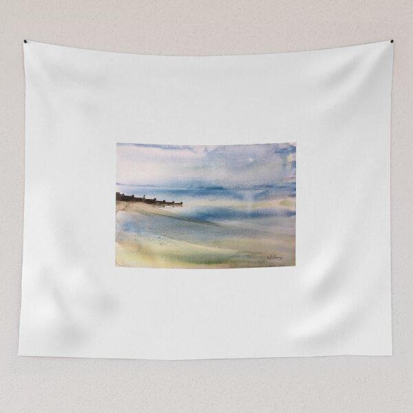 Item preview, Watercolour painting of a still day at Whitstable West Beach designed and sold by Double Dutch Designs.