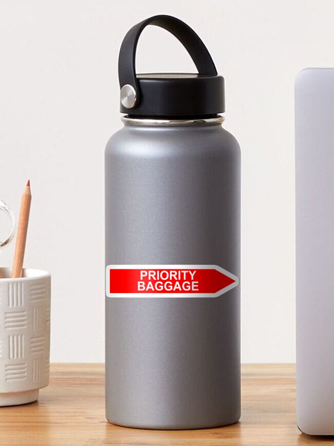 Thumbnail 1 of 3, Sticker, Priority Baggage Red designed and sold by AvGeekCentral.