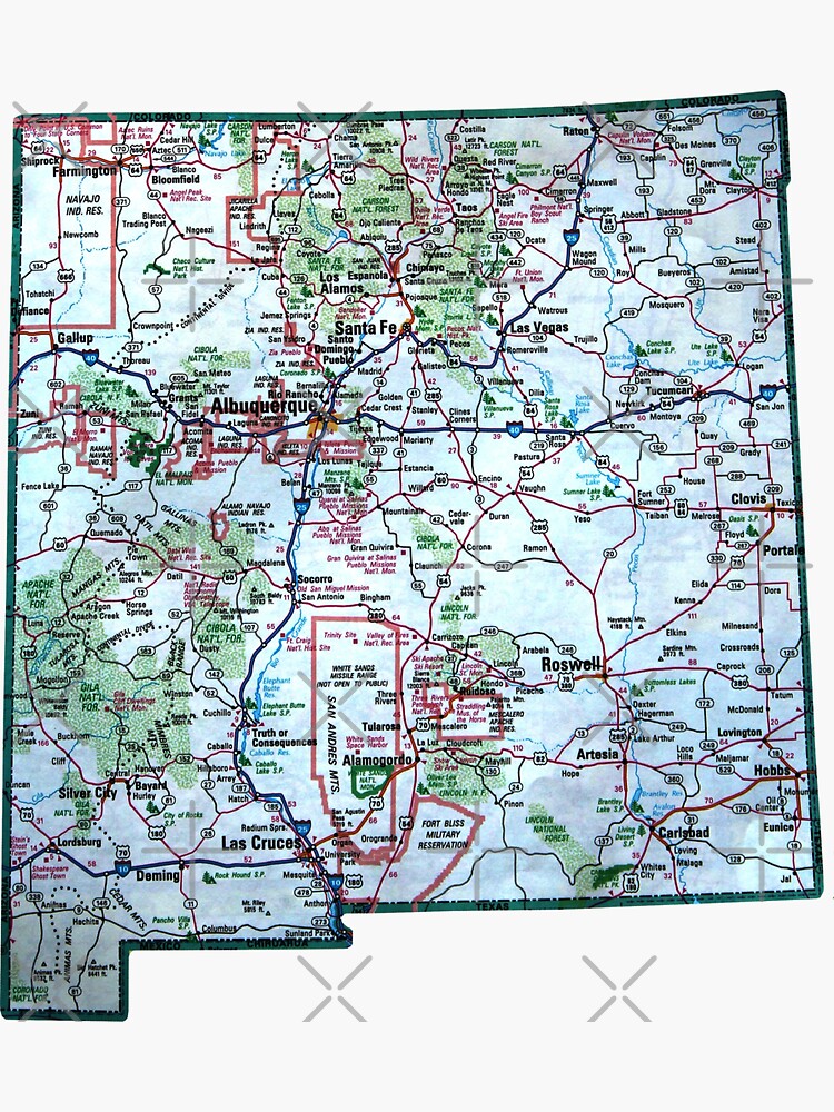 New Mexico Roadmap Sticker By Havocgirl Redbubble