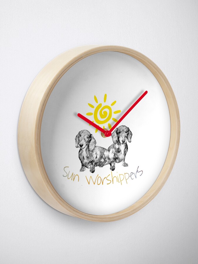 Alternate view of Dachshunds Sun Worshippers Clock