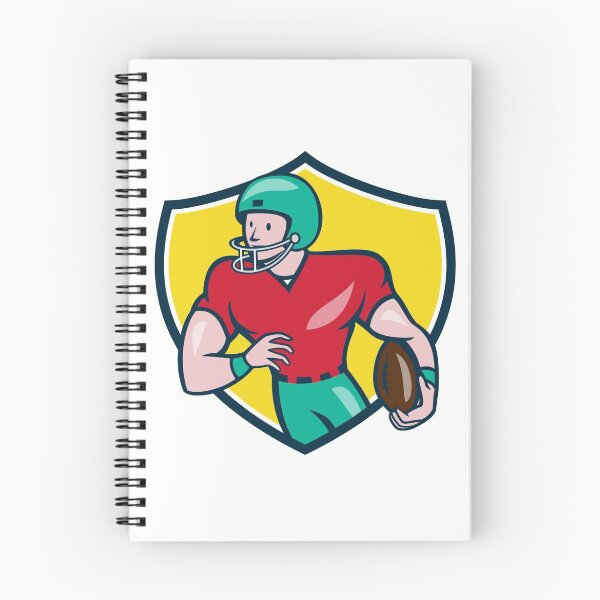Item preview, American Football Receiver Running Shield Cartoon designed and sold by patrimonio.