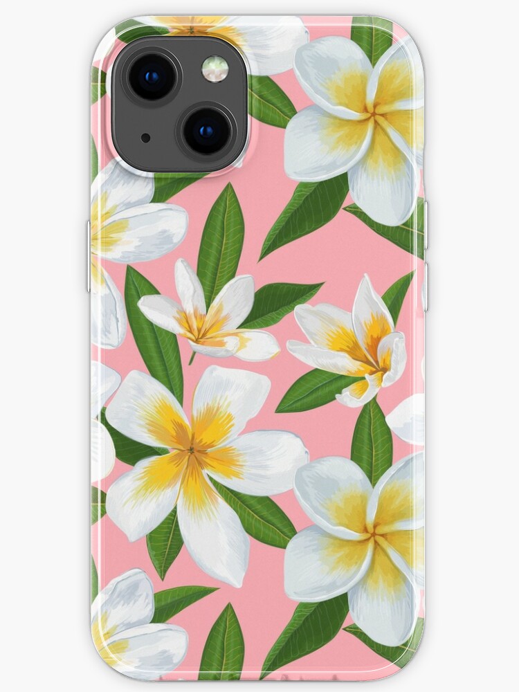 Funda de iPhone «Patrón de flores de jazmines blancos y amarillos sobre  fondo rosa» de Kanae19 | Redbubble