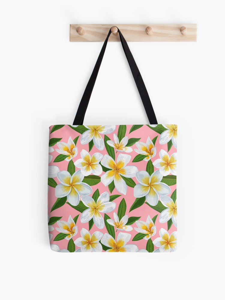 Bolsa de tela «Patrón de flores de jazmines blancos y amarillos sobre fondo  rosa» de Kanae19 | Redbubble