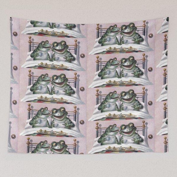 Item preview, Antique Humanized Fantasy Frogs having Breakfast in Bed by artist William Henry Ellam designed and sold by neonwulf.