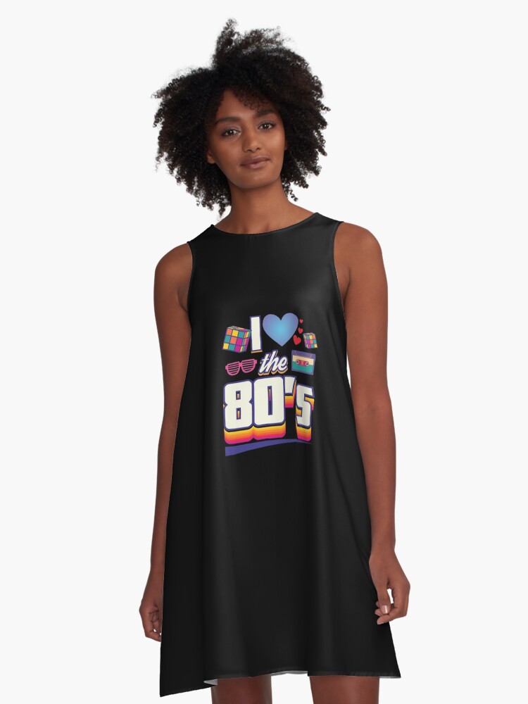 I Love 80s Eighties Fancy Dress Theme Party Gift A Line Dress