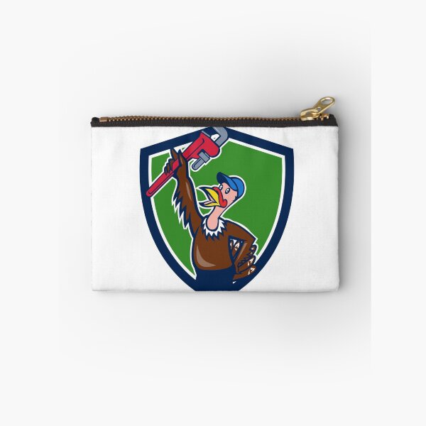 Item preview, Turkey Plumber Raising Wrench Shield Cartoon designed and sold by patrimonio.