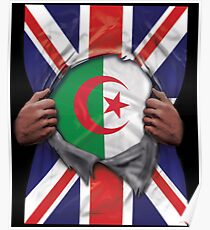 Algeria Flag Great Britain Flag Ripped - Gift For Algerian From Algeria Poster