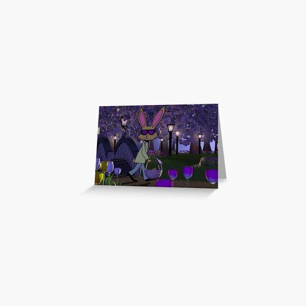 Walking Easter Rabbit Greeting Card