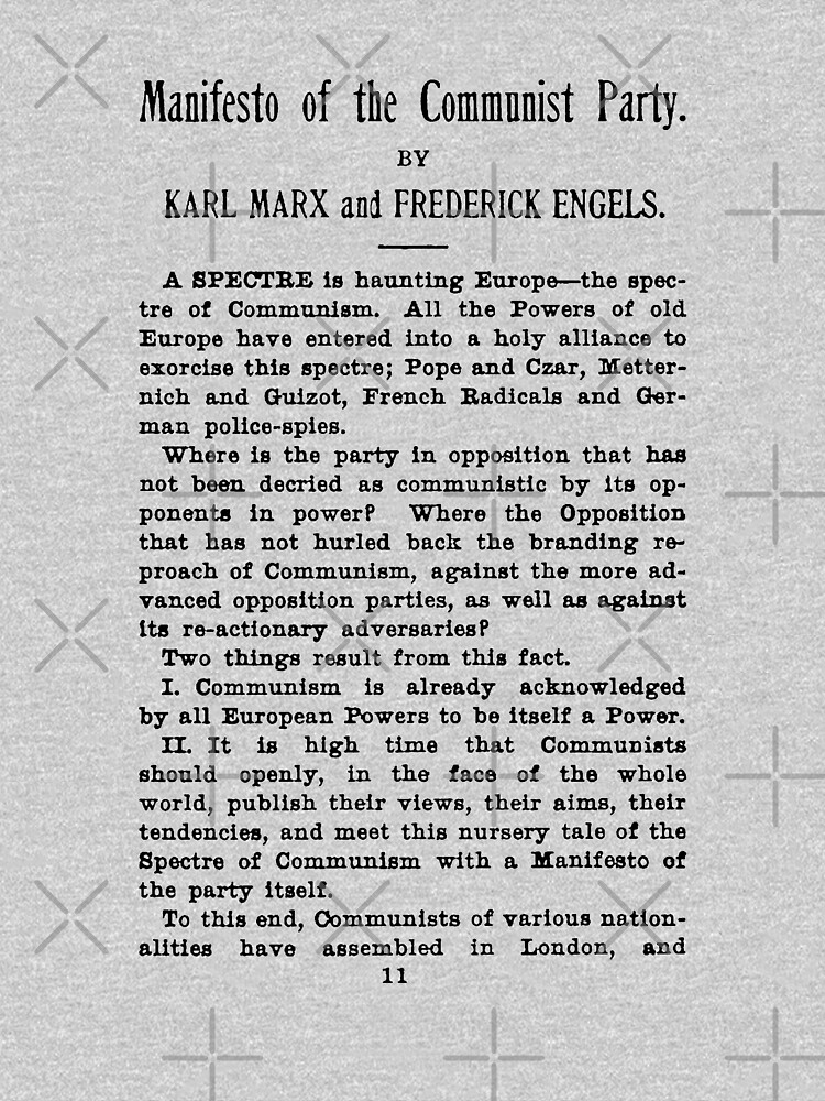 "The Communist Manifesto Karl Marx First Page" Tshirt by