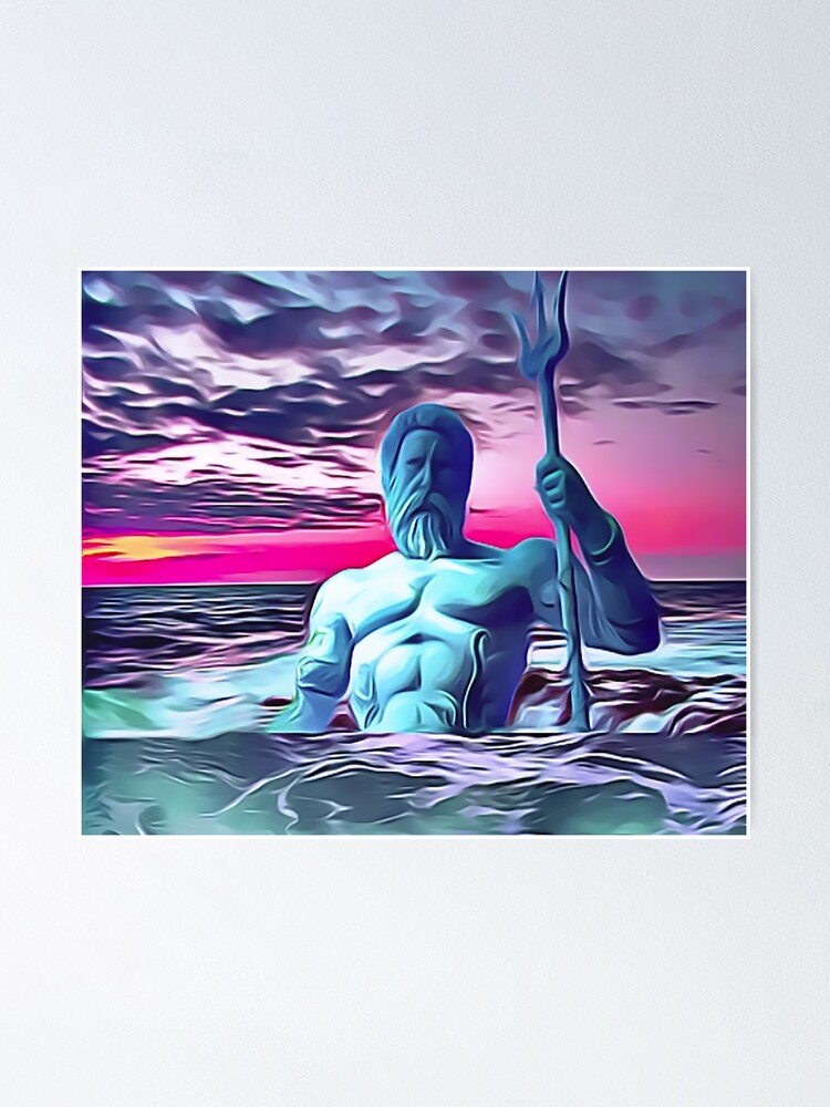 Poster Poseidon Dieu De La Mer Par Sunleil Redbubble