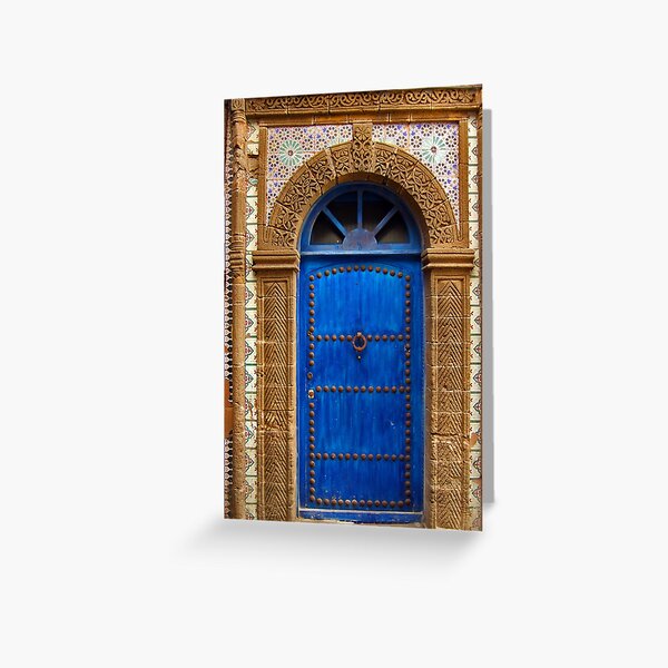 blue oriental door Greeting Card