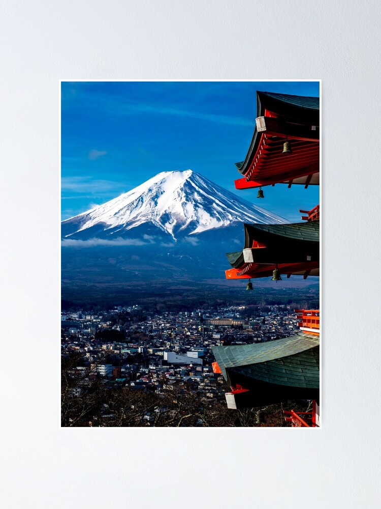 Mount Fuji From Chureito Pagoda Poster By Neilcooperphoto Redbubble