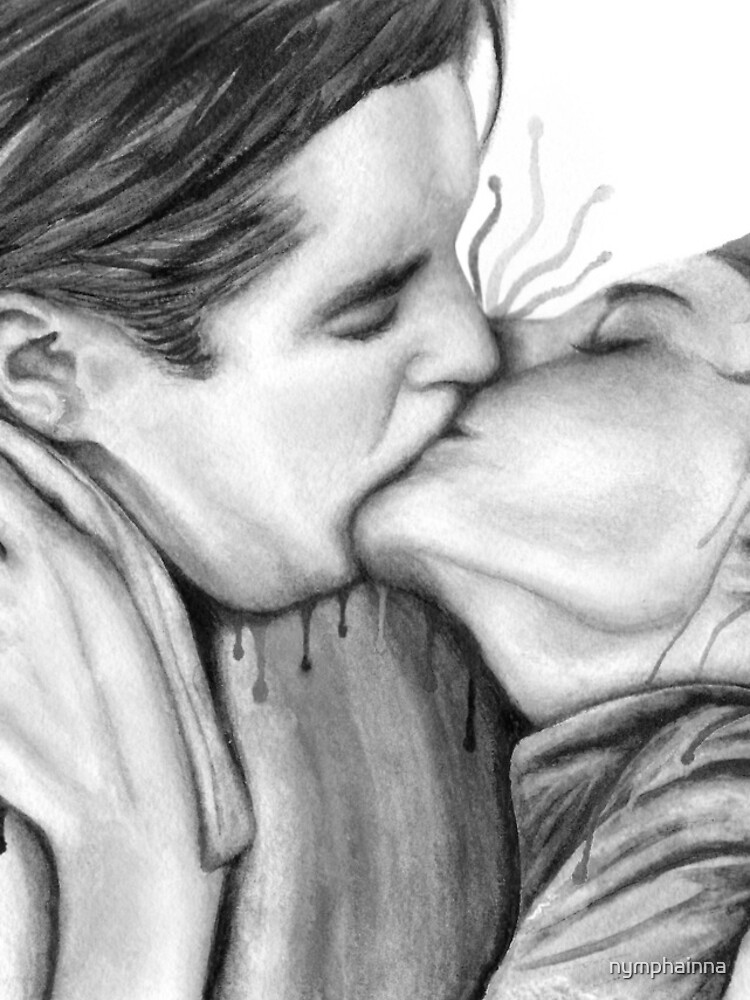 Cinema Kiss - Love Art Kiss Kissing Romance Relationship Couple  Illustration Drawing Movie Cinema Drawing by Nymphainna AB