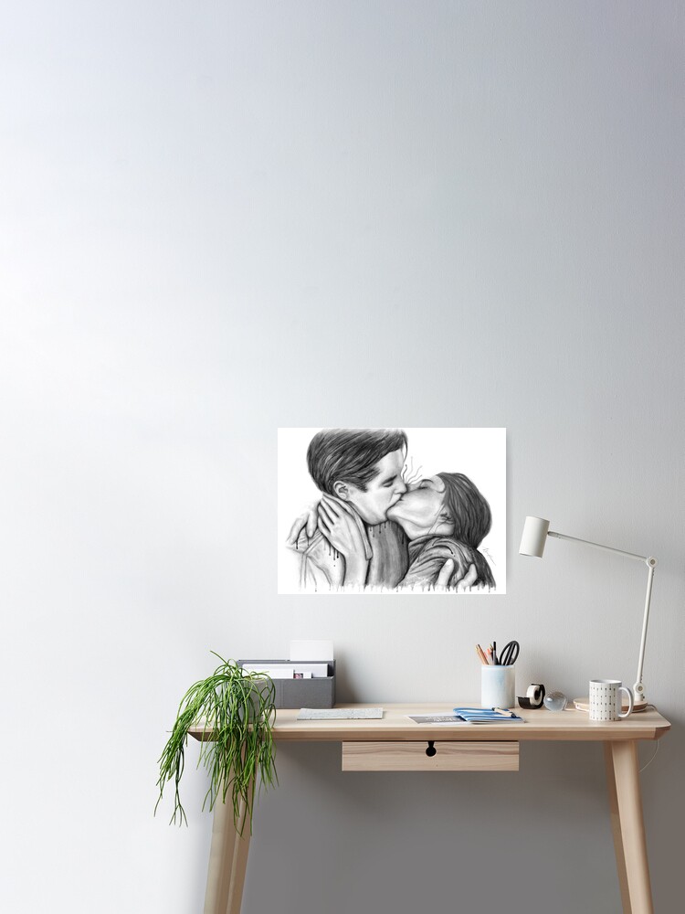 Cinema Kiss - Love Art Illustration Romance Lovers Relationship Couple  Drawing Kiss Movie Art Board Print for Sale by nymphainna