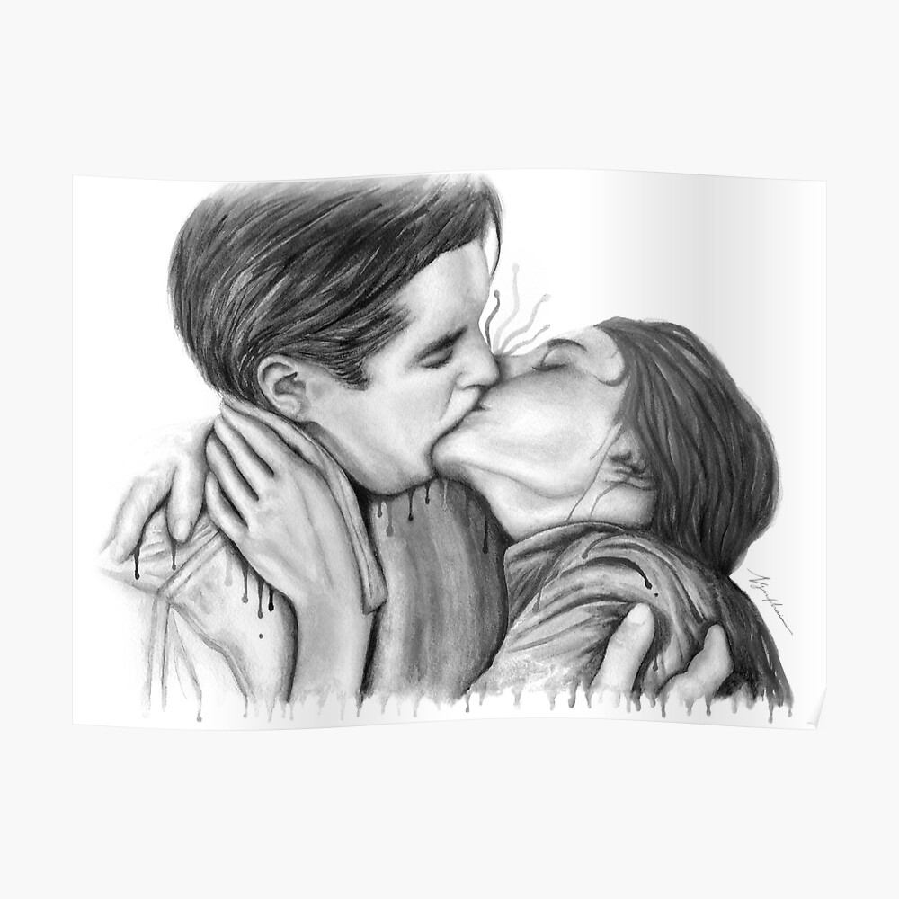 Cinema Kiss black&white - Love Art Illustration Romance Lovers ...