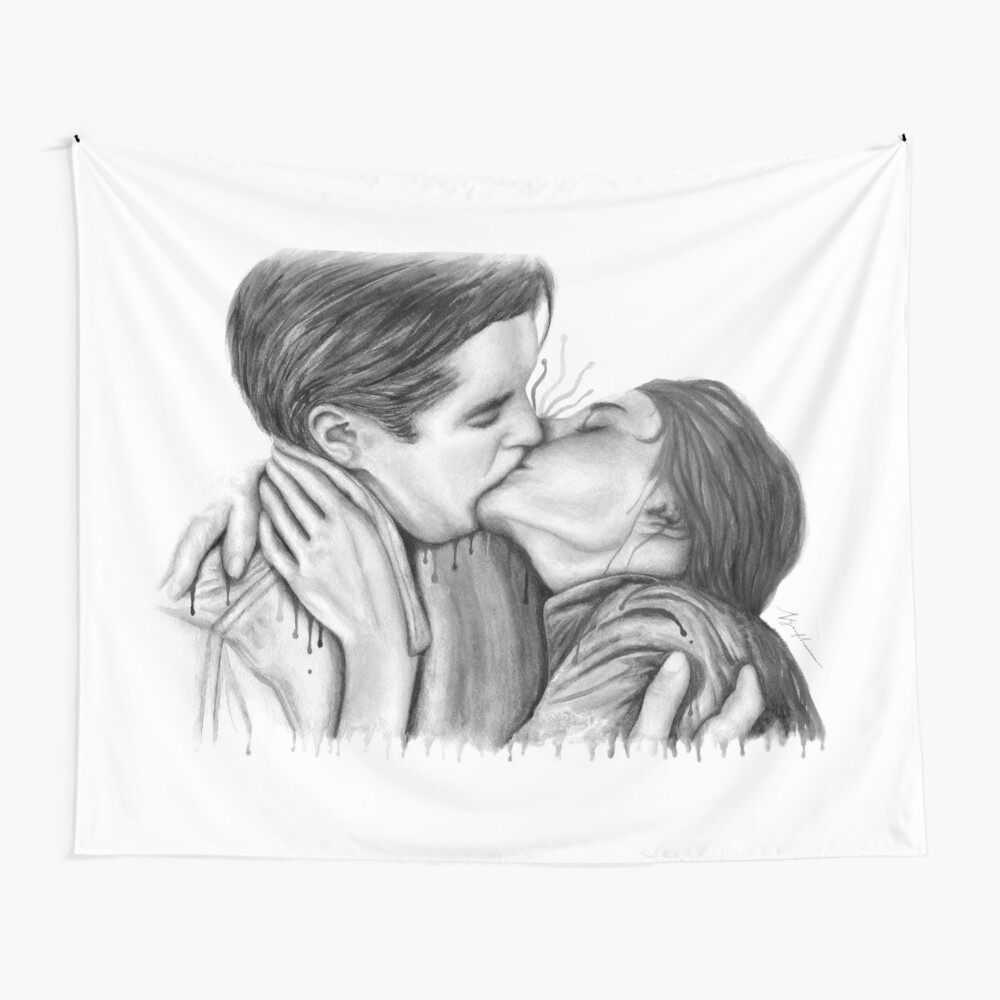 Cinema Kiss black&white - Love Art Illustration Romance Lovers Relationship  Couple Drawing Kiss Movie