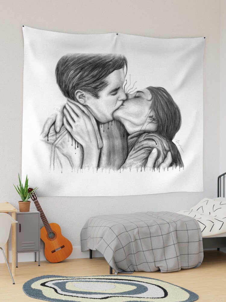 Cinema Kiss - Love Art Illustration Romance Lovers Relationship Couple  Drawing Kiss Movie Art Board Print for Sale by nymphainna