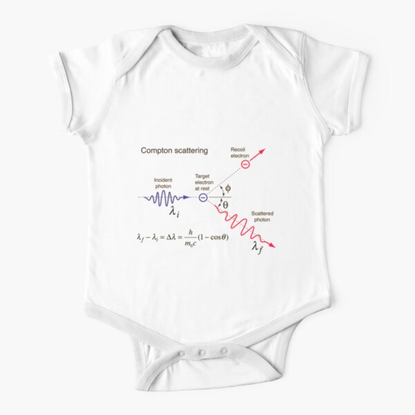 Compton Scattering - Incident Photon, Target Electron at Rest, Recoil Electron, Scattered Photon   Short Sleeve Baby One-Piece
