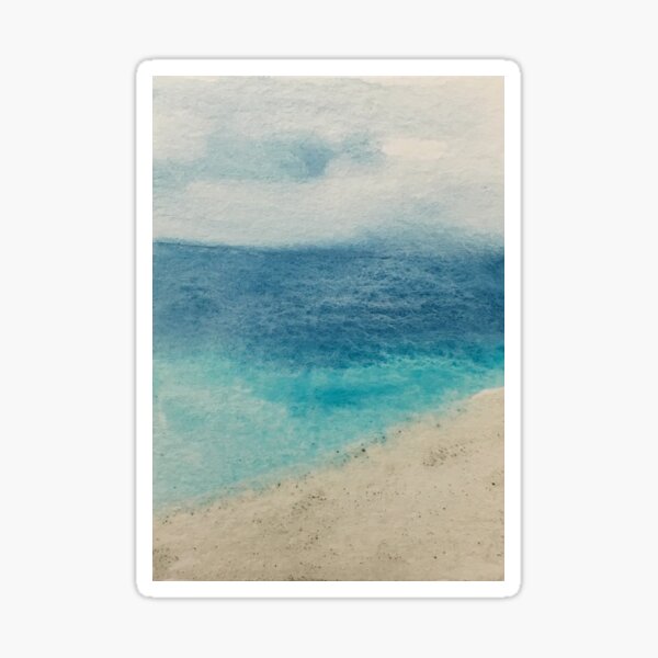 Item preview, Watercolor beach, seascape artwork, ocean painting  designed and sold by WatercolorFinds.