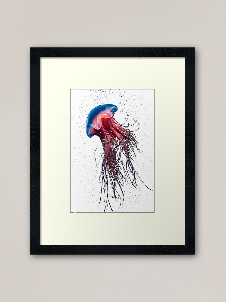 Alternate view of #Jellyfish #Cnidaria #Bioluminescence #Invertebrate underwater science biology fish aquarium swimming Framed Art Print