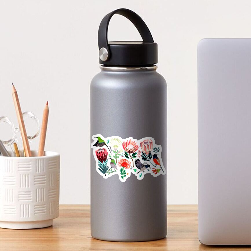 Sunbirds & Proteas On Grey Sticker