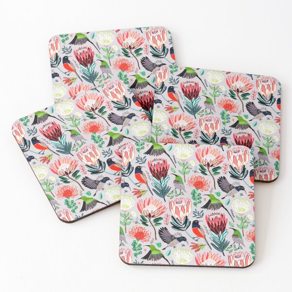 Item preview, Sunbirds & Proteas On Grey designed and sold by TigaTiga.