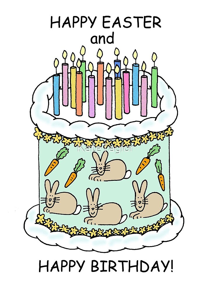 Happy Easter Birthday Cartoon Kuchen Und Kerzen Von Katetaylor Redbubble