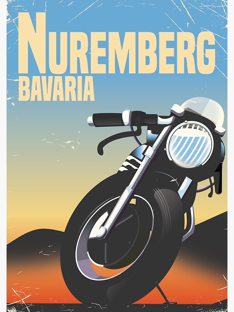 "Nuremberg, Bavaria Motorcycle vintage travel poster" Art ...