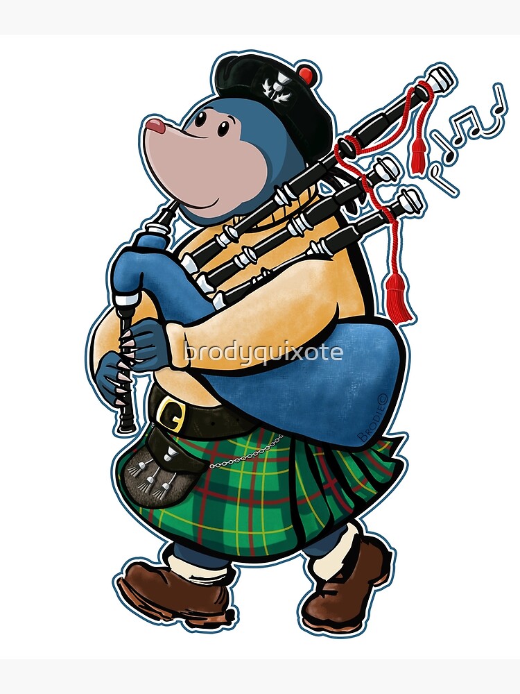 Scottish Mole Of Kintyre Marches With Bagpipes