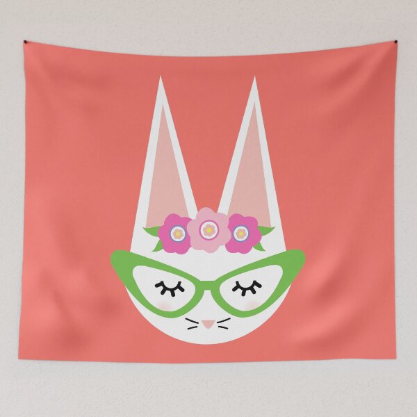 Item preview, Bunny with Green Glam Glasses designed and sold by CoralFoxDesigns.