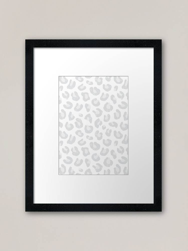 "Leopard Print Silver Gray and White " Framed Art Print for Sale by
