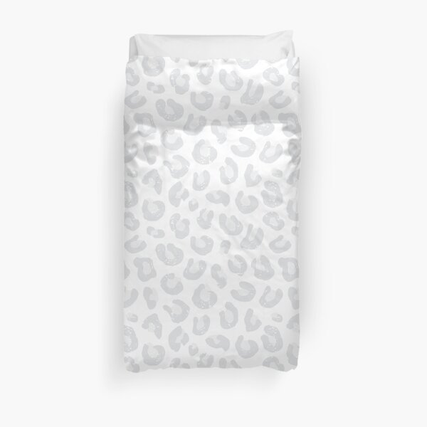 Leopard Print - Silver Gray and White Duvet Cover