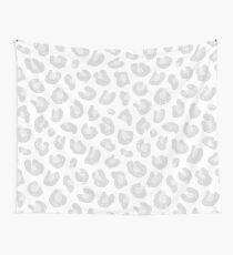 Silver Gray and White Leopard Print Wall Tapestry