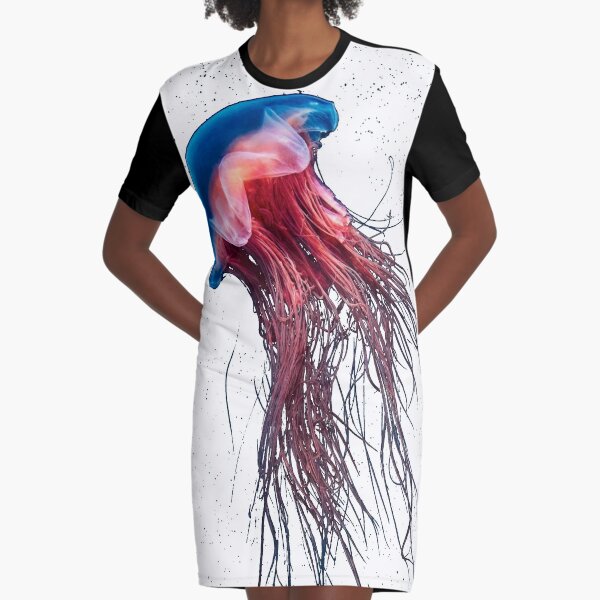 #Jellyfish #Cnidaria #Bioluminescence #Invertebrate underwater science biology fish aquarium swimming Graphic T-Shirt Dress