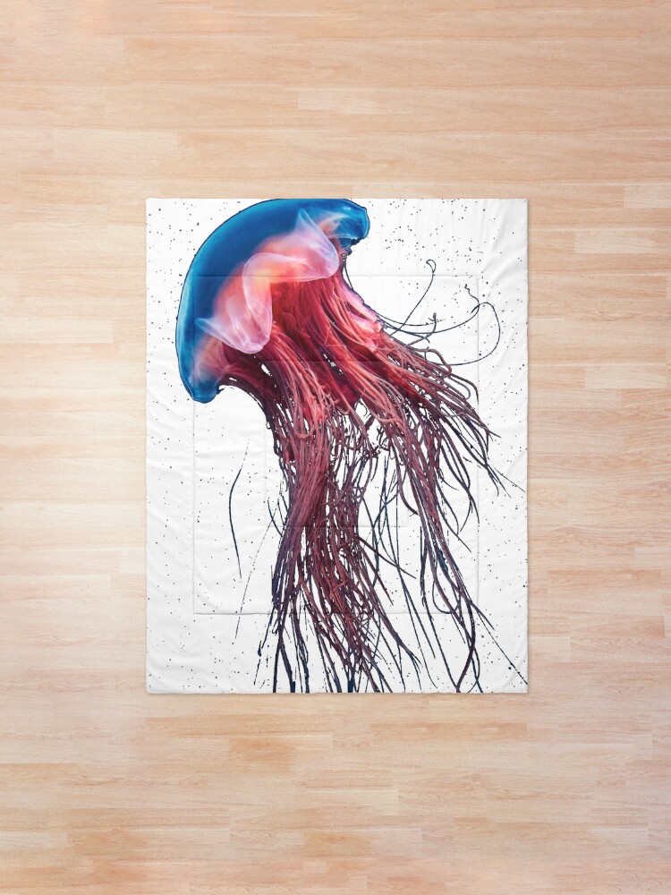 Alternate view of #Jellyfish #Cnidaria #Bioluminescence #Invertebrate underwater science biology fish aquarium swimming Comforter