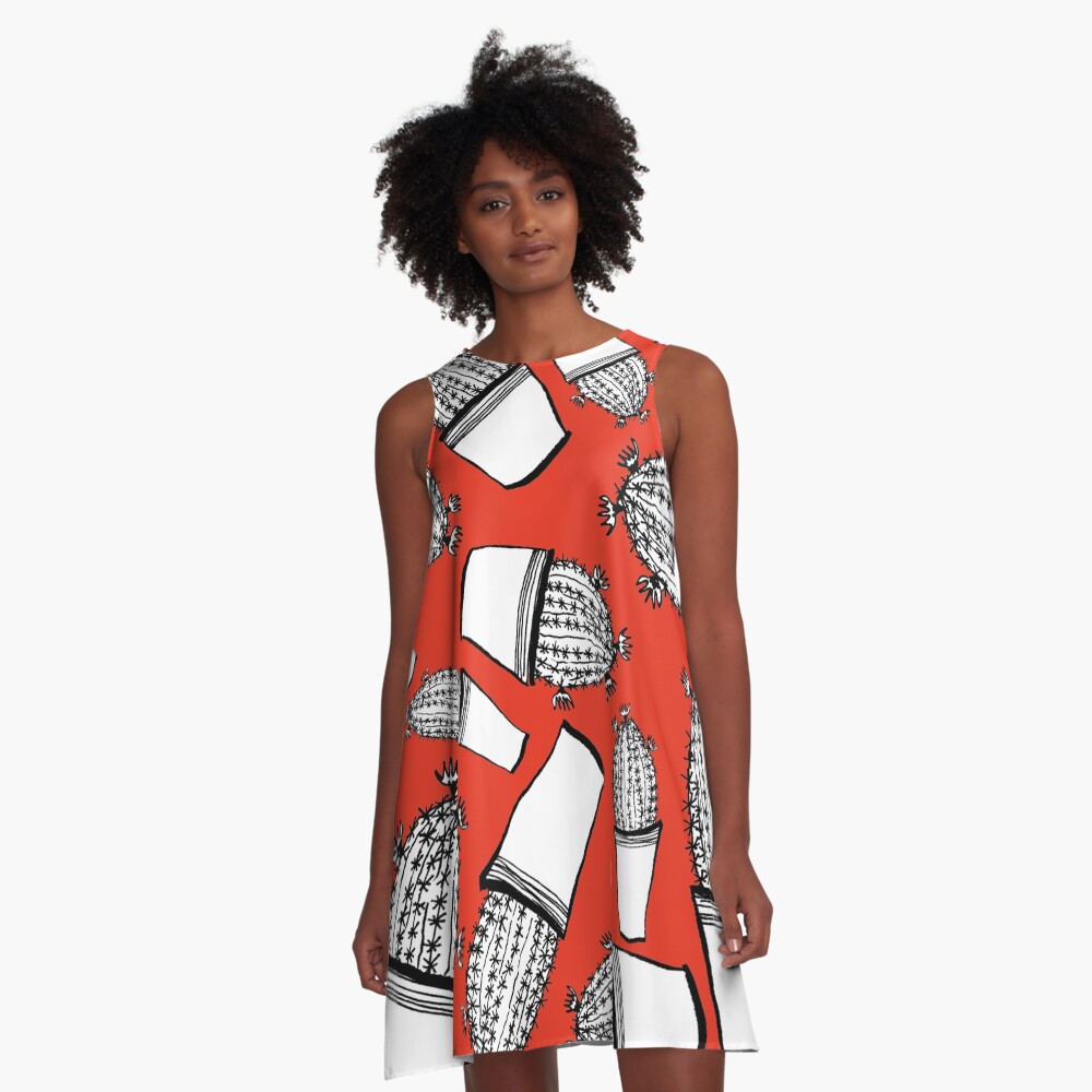 Cactus 63 black & white A-Linien Kleid