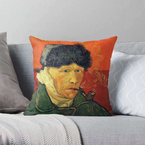 Self Portrait with Bandaged Ear and Pipe – (Vincent Van Gogh) Throw Pillow