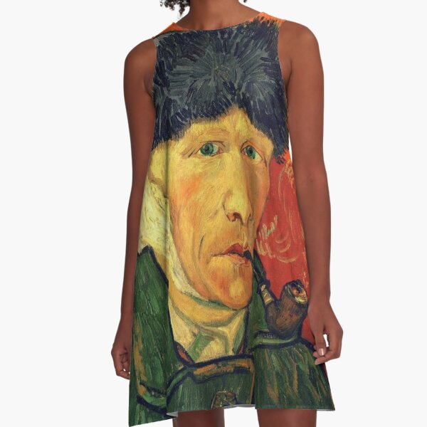 Self Portrait with Bandaged Ear and Pipe – (Vincent Van Gogh) A-Line Dress