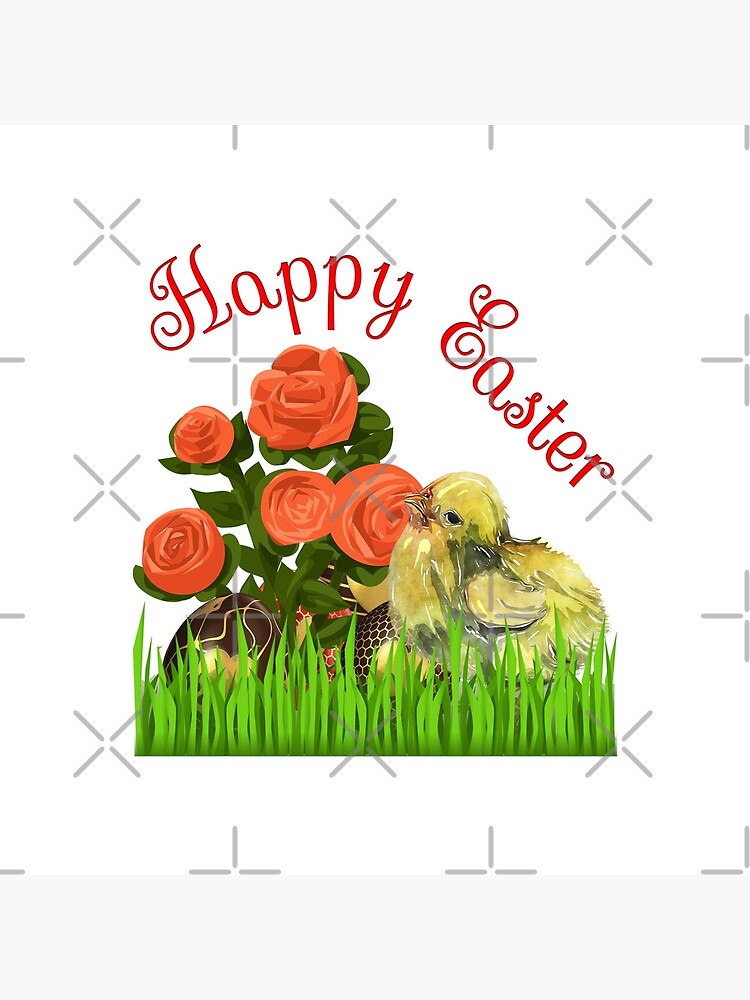 Happy Easter Chick and Eggs by tribbledesign