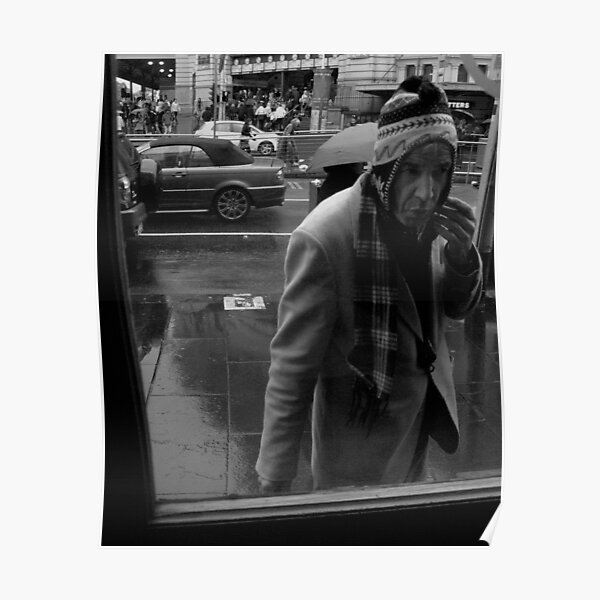 Man looking Into Window Poster